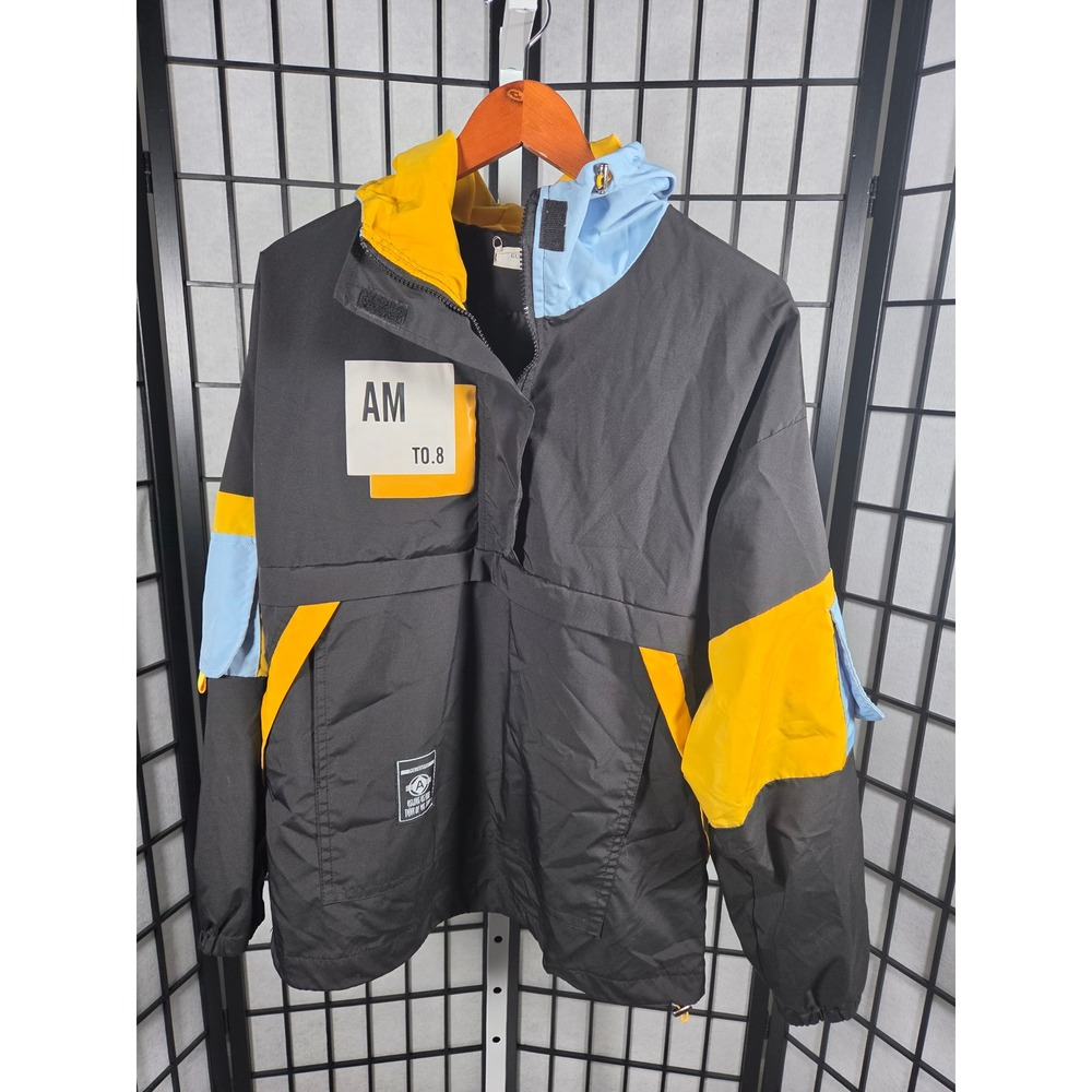 Gurun Vani Mens XXL Colorblock Streetwear Windbreaker Jacket Black Yellow Blue
